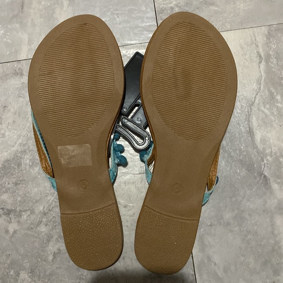 Brand new size 6 women teal pompom slippers sandals summer shoe blue - Picture 4 of 5